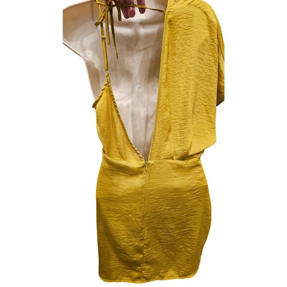 NWT misguided mixed media formal tunic blouse top sz 6 US satin open back classy - Picture 2 of 9